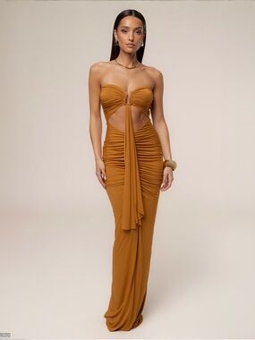 JLUXLABEL | Dresses | Jluxlabel Strapless Gold Dress | Poshmark
